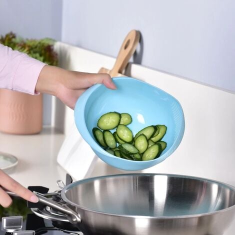 Scolapasta per riso in plastica Cestello di scarico per cucina con manico  Cestello per ciotola di riso Cestello Scarico per lavello Utensili da  cucina 1 pezzo Blu