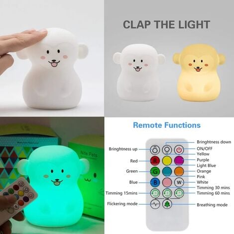 Luce notturna colorata per bambini Luce tattile 9 colori Lampada notturna a  LED Lampada sensibile ricaricabile