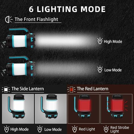 Camping-Licht, Retro-Stil, LED-Zeltlicht mit wiederaufladbarem Akku für  Camping, Wandern, Reisen (rotes Schwarz)