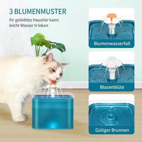 Wasserbrunnen Trinkbrunnen mit ultraleiser Pumpe und Filtern Automatische  Abschaltung von Haustier Wasser Brunnen Schüssel Spender mit LED-Anzeige  für Katzen tun
