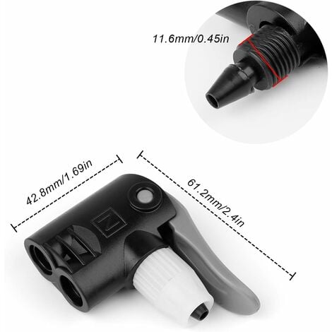 Fahrradpumpen-Adapter, Backup-Pumpenkopf, Dual-Adapter-Anschluss,  Pumpenventil-Anschluss für Fahrrad- und Motorradpumpe (schwarz)