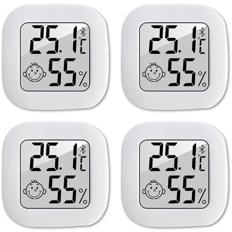 4 Stück Thermometer Hygrometer Innen, Hochpräzises luftfeuchtigkeitsmesser  Thermometer Innen, -10℃70℃ für Babyzimmer Wohnzimmer