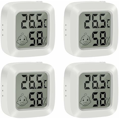 Digital Thermometer Hygrometer innen 4 Stück, raumthermometer mini  zimmerthermometer temperatur und luftfeuchtigkeitsmesser mit Schalter für  Babyzimmer