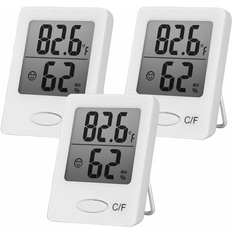 Hygrometer Thermometer Innen, 3er-Set Digitales Thermo-Hygrometer Temperatur  und Luftfeuchtigkeitsmesser mit Smiley-Indikator für Raumklimakontrolle