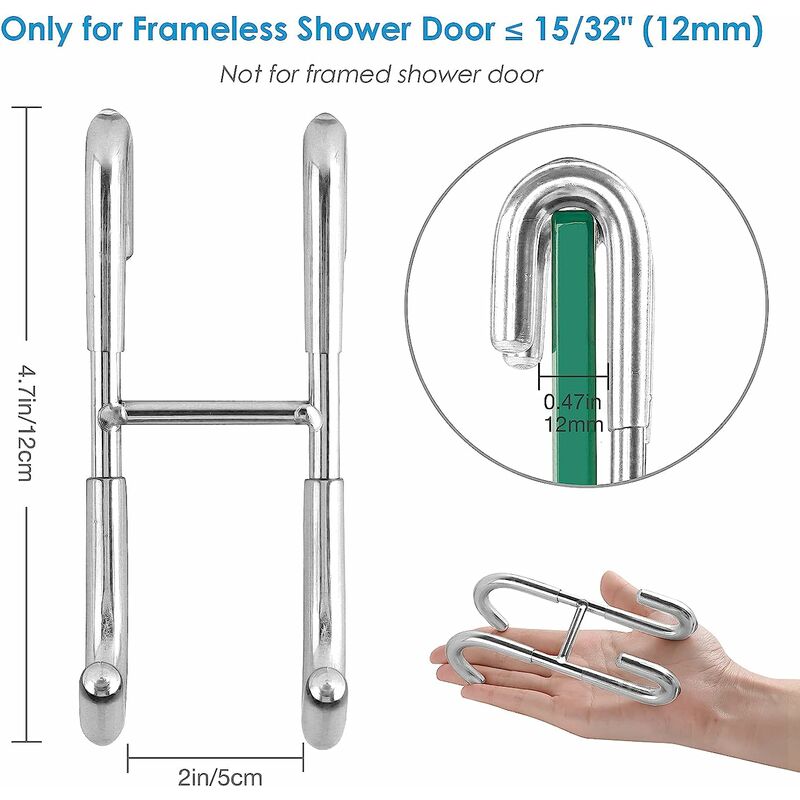 Ganchos para toallas de puerta de ducha, gancho negro para puerta de  vidrio, para baños, toallero de acero inoxidable 304 resistente para  toallas
