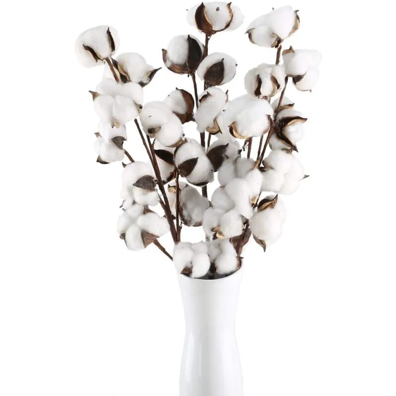  Flores artificiales de algodón, 1 unidad, 10 cabezas