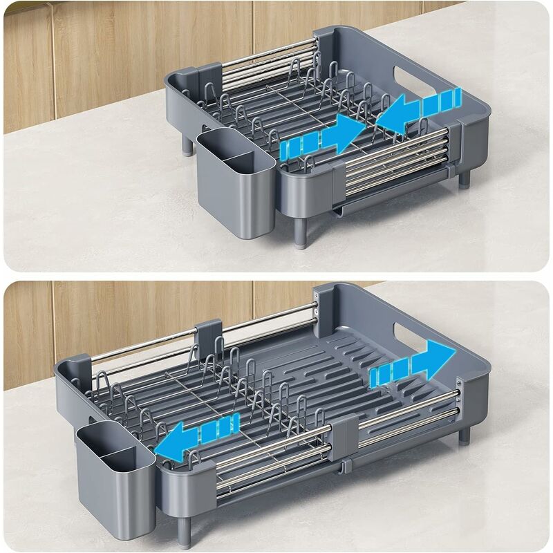 Portaplatos extensible válido para platos de diámetro de 187 a 308mm,  Plástico, Gris