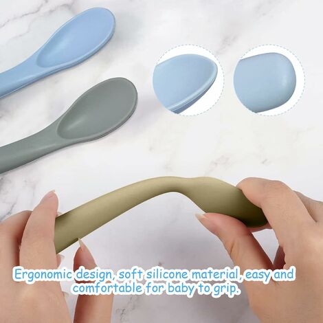 Vicloon Cucharas de silicona para bebés, 7 cucharas de bebé, cucharas de  alimentación de primera etapa para bebés, cucharas de silicona ultra