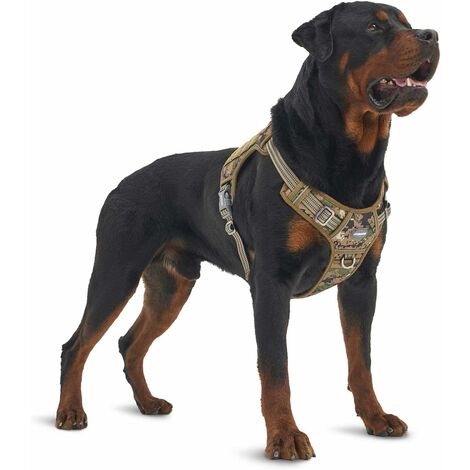 Arnés acolchado cómodo con diseño antitirones para perros pequeños,  medianos y perros grandes (M, negro)