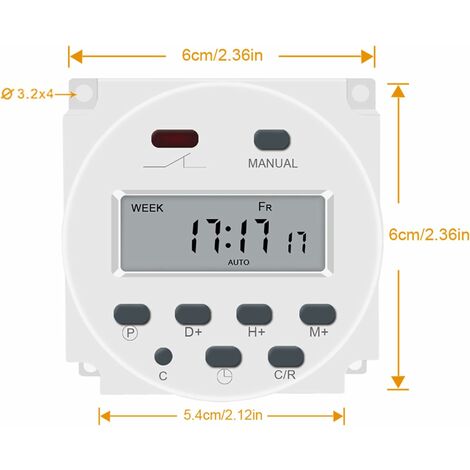 Reloj temporizador semanal programable 12V 15A