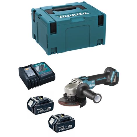 MAKITA 18V Li-Ionen 5,0 Ah Ø125mm Schleifmaschine - 2 Akkus, Ladegerät, Im Koffer - DGA506RTJ