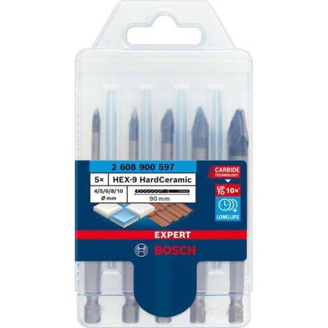Bosch Accessories EXPERT HEX-9 HardCeramic 2608900597  Fliesenbohrer-Set 5teilig 4 mm, 5 mm, 6 mm, 8
