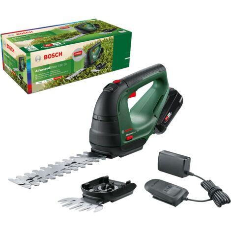 Bosch Akku Grasschere AdvancedShear 18V-10 (1 Akku, 18 Volt System, schneidet bis zu 85 m² pro Akkuladung, mit Strauch- und Grasscherenmesser)