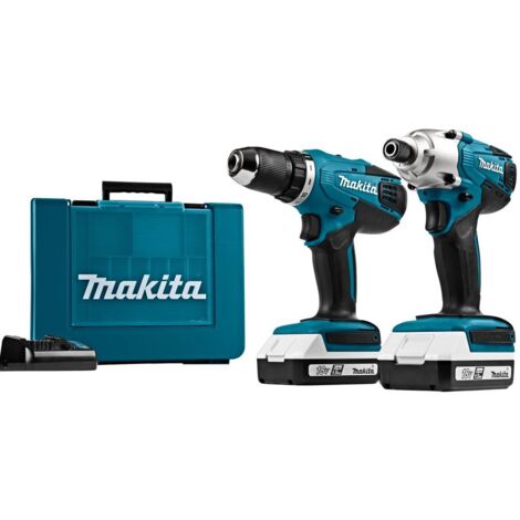 Akku-Bohrmaschine DF4880 + Schlagschrauber TD127D mit Akku und Ladegerät + 30 Bits - MAKITA - DK18A35X1