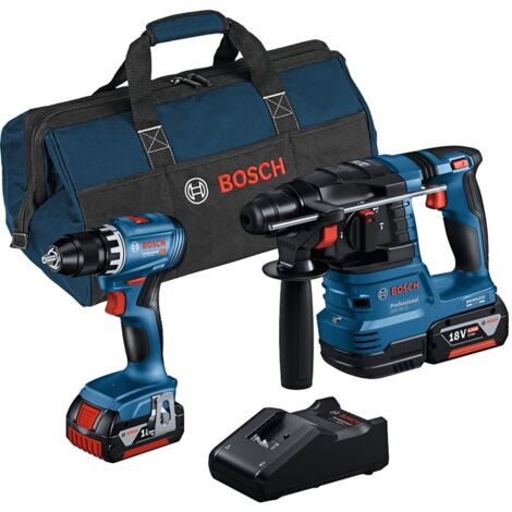 Bosch 18 Volt Akku Profi Set GBH 18 V-22, GSR 18 V-45, 2 Akkus 4,0 Ah, Ladegerät