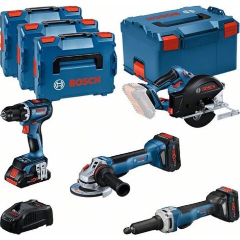 KIT 4 Werkzeuge GSR/GWS/GKM/GGS – BOSCH – mit 1 x ProCore 18V 4,0 Ah + 2 x ProCore 18V 5,5 Ah – Ladegerät – L-BOXX – 0615990N3A (1/5)
