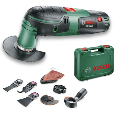 Bosch Multifunktionswerkzeug PMF 220 CE Set (220 Watt, für Starlock Zubehör, 6tlg. Schleifpapierset, 9 Zubehörteile)