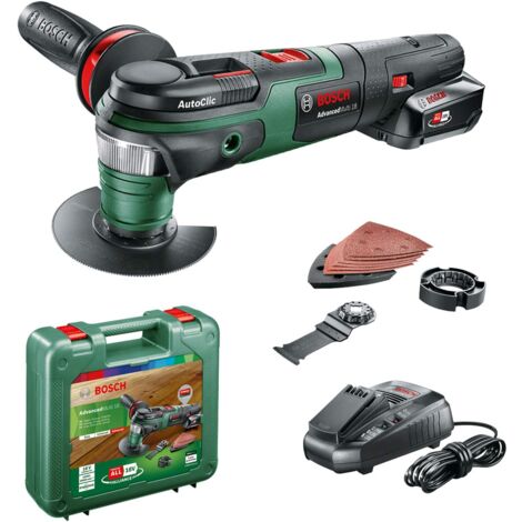 Bosch Akku Multifunktionswerkzeug AdvancedMulti 18 (1 Akku, 18 Volt System, für Starlock Zubehör, 6tlg. Schleifpapierset, 5 Zubehörteile) (1/5)