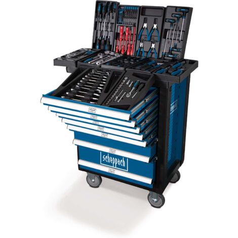 SCHEPPACH mobiler Werkstattwagen 7 Schubladen max. Traglast 450 kg mit 263 Werkzeugen - TW1000 - 5909304900