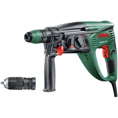 Bosch Bohrhammer PBH 3000-2 FRE (750 Watt, Flachmeißel, Tiefenanschlag, Zusatzhandgriff, BohrØ in Beton 26 mm)