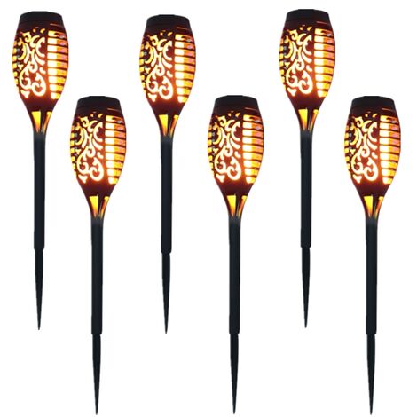 Solarlampen 12 LED 54cm Flackerlicht Outdoor Gartendeko - 8er Pack