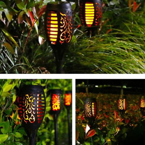 Solarlampen 12 LED 54cm Flackerlicht Outdoor Gartendeko - 8er Pack