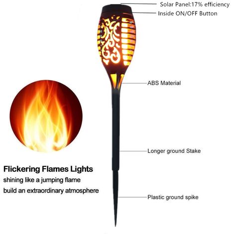 Solarlampen 12 LED 54cm Flackerlicht Outdoor Gartendeko - 8er Pack