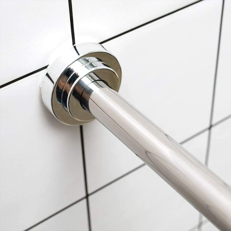 Duschvorhangstange Gardinenstange Ohne Bohren, Extra Lange 40-500cm Teleskopstangen Edelstahl Vorhangstange Klemmstange Für Dusche Und Badewanne ( Farbe : Advanced Grey , Größe : 3.6-4.5m+30 Rings