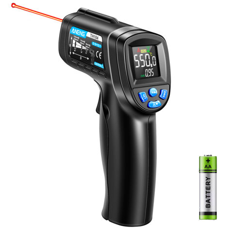 Infrarot-Thermometer, -50 °C 550 °C (-58 °F 1022 °F) berührungsloses Laserthermometer mit einstellbarem Emissionsgradthermometer für Küche/Pizza/Grillen/Industrie (nicht für Menschen)