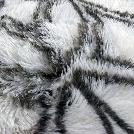 Shaggy Wohnzimmerteppich 160x230cm Weiß mit Muster - Nachttisch Langflor Teppich Weicher Teppich für Wohnzimmer Schlafzimmer Sofa