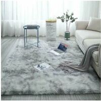 Shaggy Wohnzimmerteppich 120 x 160 cm, grauer Plüsch, weicher Polypropylen-Faser, rutschfester Teppich