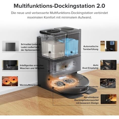 Roborock Qrevo Pro Saugroboter mit Wischfunktion&Hebarem Wischmopp, FlexiArm Design™ Kantenreinigung, 7.000 Pa, 60 °C Heißwasser-Moppwäsche, Individuelle Teppichstrategie