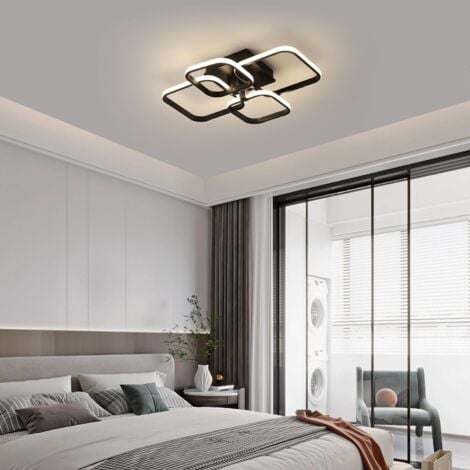 COMELY Moderne LED Deckenleuchte für Wohnzimmer, Schlafzimmer, Flur, Büro (4 Schwarze Quadrate, 45W, Neutrales Licht 4500K)