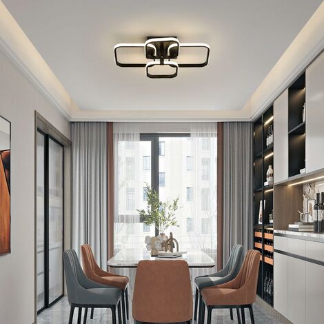 COMELY Moderne LED Deckenleuchte für Wohnzimmer, Schlafzimmer, Flur, Büro (4 Schwarze Quadrate, 45W, Neutrales Licht 4500K)