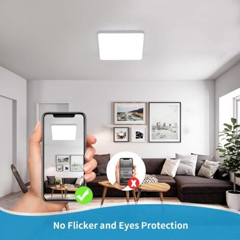 Comely Quadratische LED-Deckenleuchte 36 W, IP44 6500 K LED-Deckenleuchte, 5400 lm LED-Deckenleuchte, Deckenleuchte, anwendbar für Badezimmer, Wohnzimmer, Küche, Schlafzimmer, Flur, Balkon, Garage, 23