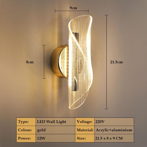 COMELY LED Innenwandleuchte 12W Moderne Dreifarbige Wandleuchte, Wandleuchte aus goldenem Aluminium für Schlafzimmer Wohnzimmer Treppe Flur