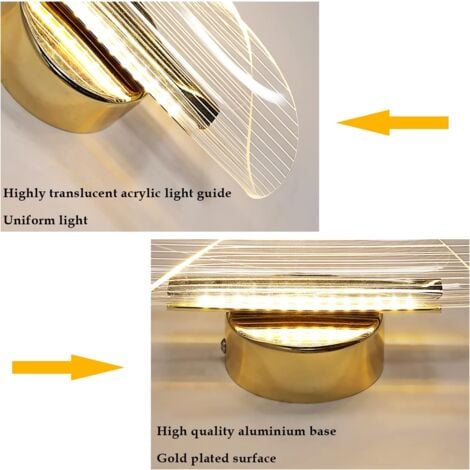 COMELY LED Innenwandleuchte 12W Moderne Dreifarbige Wandleuchte, Wandleuchte aus goldenem Aluminium für Schlafzimmer Wohnzimmer Treppe Flur
