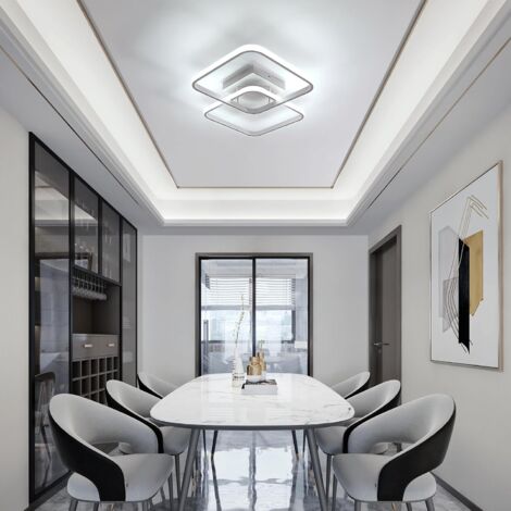 COMELY LED Deckenleuchte, 42W 4700LM, Quadratische Acryl Deckenlampe, Moderner Aluminium Lampenschirm 59CM für Küche, Esszimmer, Schlafzimmer - Weiß - Weißes Licht 6500K