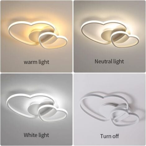 COMELY Moderne LED Deckenleuchte in Herzform - Ideal für Wohnzimmer, Schlafzimmer, Esszimmer, Kinderzimmer - 64W - Weiß - Dimmbar mit Fernbedienung