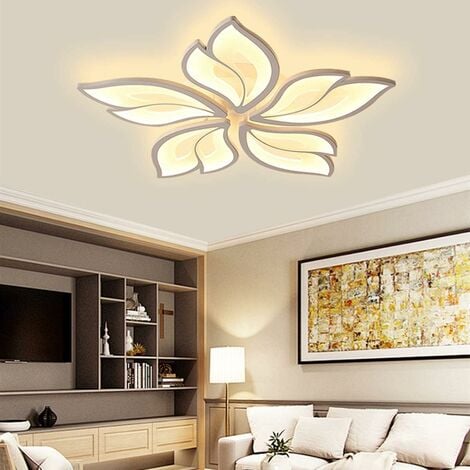 COMELY Dimmbare LED-Deckenleuchte, 60 W, 4500 lm, kreative Blütenform, moderne Deckenleuchte mit Fernbedienung, Metall-Acryl-Design-Kronleuchter, Deckenleuchte für Wohnzimmer, Schlafzimmer, Esszimmer,