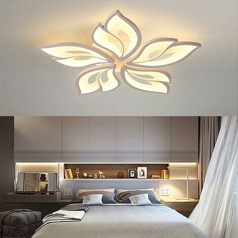 COMELY Dimmbare LED-Deckenleuchte, 60 W, 4500 lm, kreative Blütenform, moderne Deckenleuchte mit Fernbedienung, Metall-Acryl-Design-Kronleuchter, Deckenleuchte für Wohnzimmer, Schlafzimmer, Esszimmer,