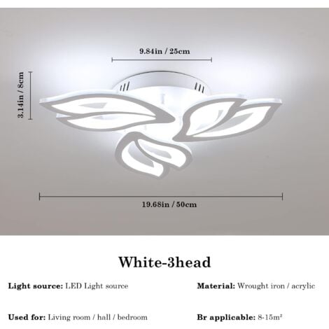 COMELY Plafonnier LED Moderne, Creative 5 Têtes Lampe de Plafond 40W 4500LM, Luminaire Plafonnier en Acrylique pour Salon, Cuisine, Chambre à Coucher et Couloirs, Lumière Blanche Froide 6500K