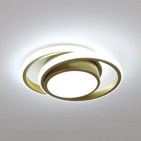 COMELY Moderne LED-Deckenleuchte, Runde Deckenlampe 27 cm für Flur, Schlafzimmer, Badezimmer, Küche, Wohnzimmer - 35W - Gold - Kaltes Weißes Licht 6500K
