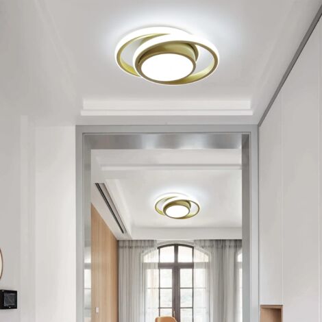 COMELY Moderne LED-Deckenleuchte, Runde Deckenlampe 27 cm für Flur, Schlafzimmer, Badezimmer, Küche, Wohnzimmer - 35W - Gold - Kaltes Weißes Licht 6500K