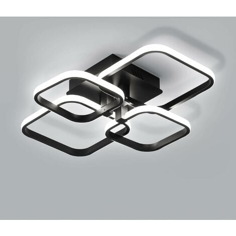 Deckenleuchte mit Switch Dimmer Design Deckenlampe sehr hell, Metall schwarz,  dimmbar, IP20, 1x LED 2600 Lumen warmweiß, Wohnzimmer Schlafzimmer Flur