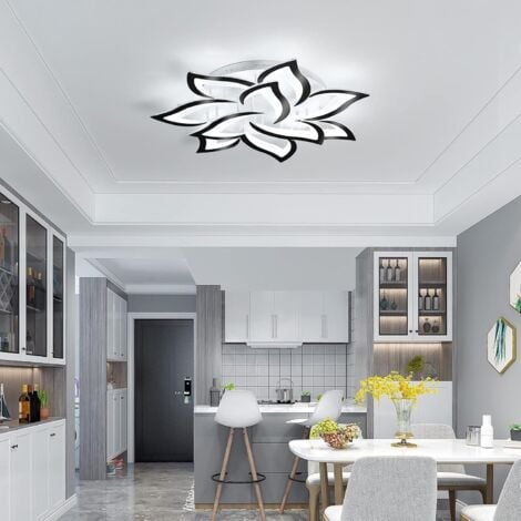 COMELY Dimmbare LED-Deckenleuchte, 10 Blütenblätter, moderne Unterputz-Deckenleuchte, moderne Acryl-Deckenleuchte in Blumenform, Kronleuchter-Beleuchtung für Schlafzimmer, Wohnzimmer, Esszimmer (70 W,