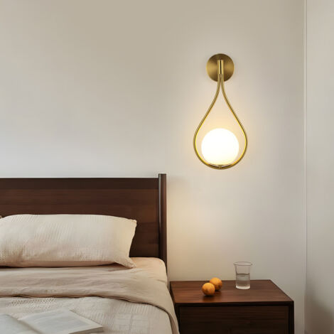 COMELY Moderne Wandleuchte, E27 Kugel-Wandlampe für Schlafzimmer, Wohnzimmer, Flur, ohne Glühbirne, Gold, Durchmesser 20 cm [Energieklasse E]