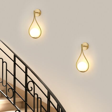 COMELY Moderne Wandleuchte, E27 Kugel-Wandlampe für Schlafzimmer, Wohnzimmer, Flur, ohne Glühbirne, Gold, Durchmesser 20 cm [Energieklasse E]