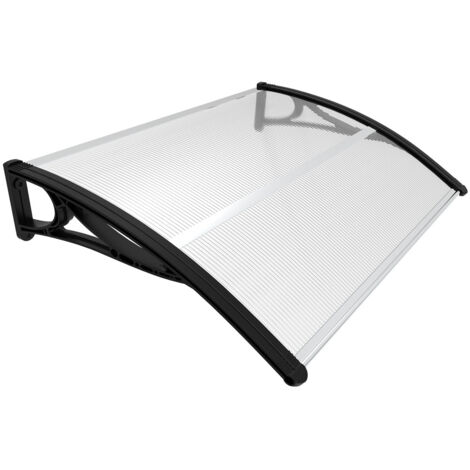 VOUNOT® Vordach für Haustür, 120 x 80 cm Transparentes Pultbogenvordach Schwarz