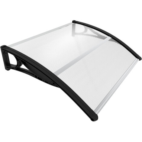 VOUNOT® Vordach für Haustür, 100 x 80 cm Transparentes Pultbogenvordach Schwarz